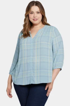 Pintuck Blouse In Plus Size - Wembley Plaid 9 Pintuck Blouse In Plus Size - Wembley Plaid -Nydj Apparel Shop WS1F0537 WMBLY 4