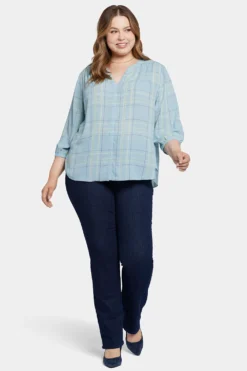 Pintuck Blouse In Plus Size - Wembley Plaid 10 Pintuck Blouse In Plus Size - Wembley Plaid -Nydj Apparel Shop WS1F0537 WMBLY 5