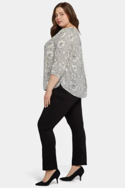 Pintuck Blouse In Plus Size - Inked Orchids Black -Nydj Apparel Shop WS1F0537 U807 3