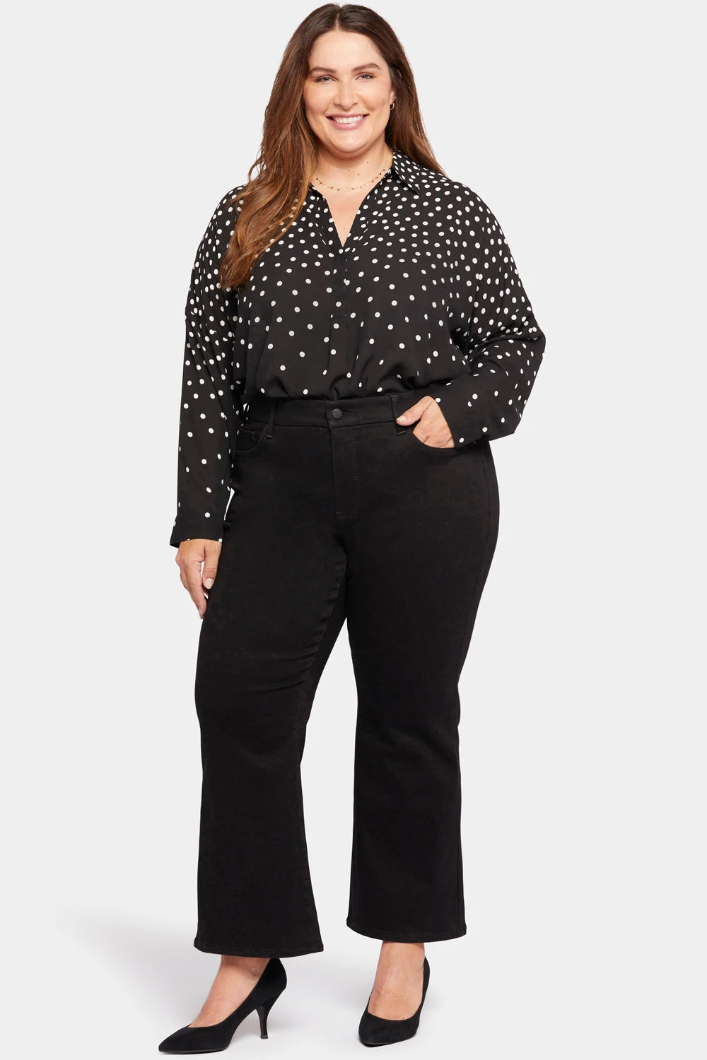Waist-Match™ Julia Relaxed Flared Jeans In Plus Size - Black Rinse 1 Waist-Match™ Julia Relaxed Flared Jeans In Plus Size - Black Rinse