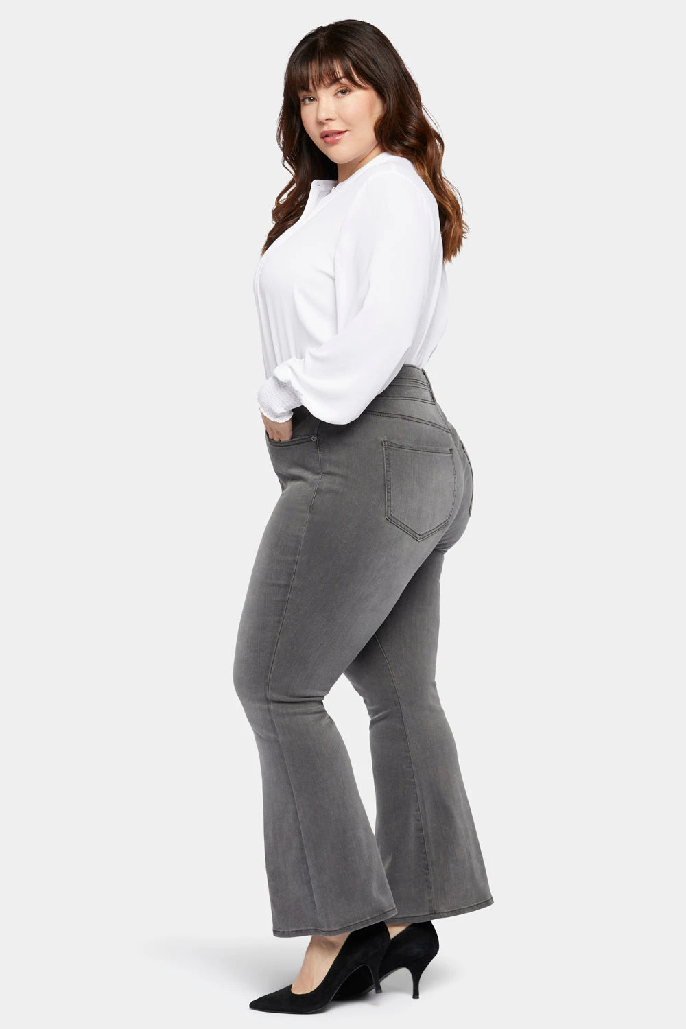 Ava Flared Jeans In Plus Size - Smokey Mountain 4 Ava Flared Jeans In Plus Size - Smokey Mountain - Image 4