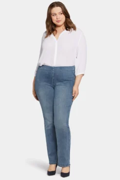 Pull-on Straight Jeans In Plus Size - Pristine -Nydj Apparel Shop WSHD8782 PRSTN 4