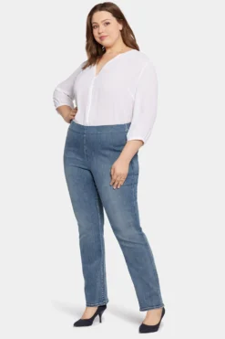 Pull-on Straight Jeans In Plus Size - Pristine -Nydj Apparel Shop WSHD8782 PRSTN 5