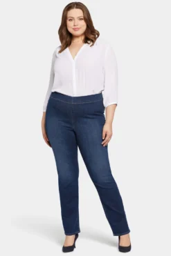 Pull-On Straight Jeans In Plus Size - Wonderland 10 Pull-On Straight Jeans In Plus Size - Wonderland -Nydj Apparel Shop WSHD8782 WNDLD 4