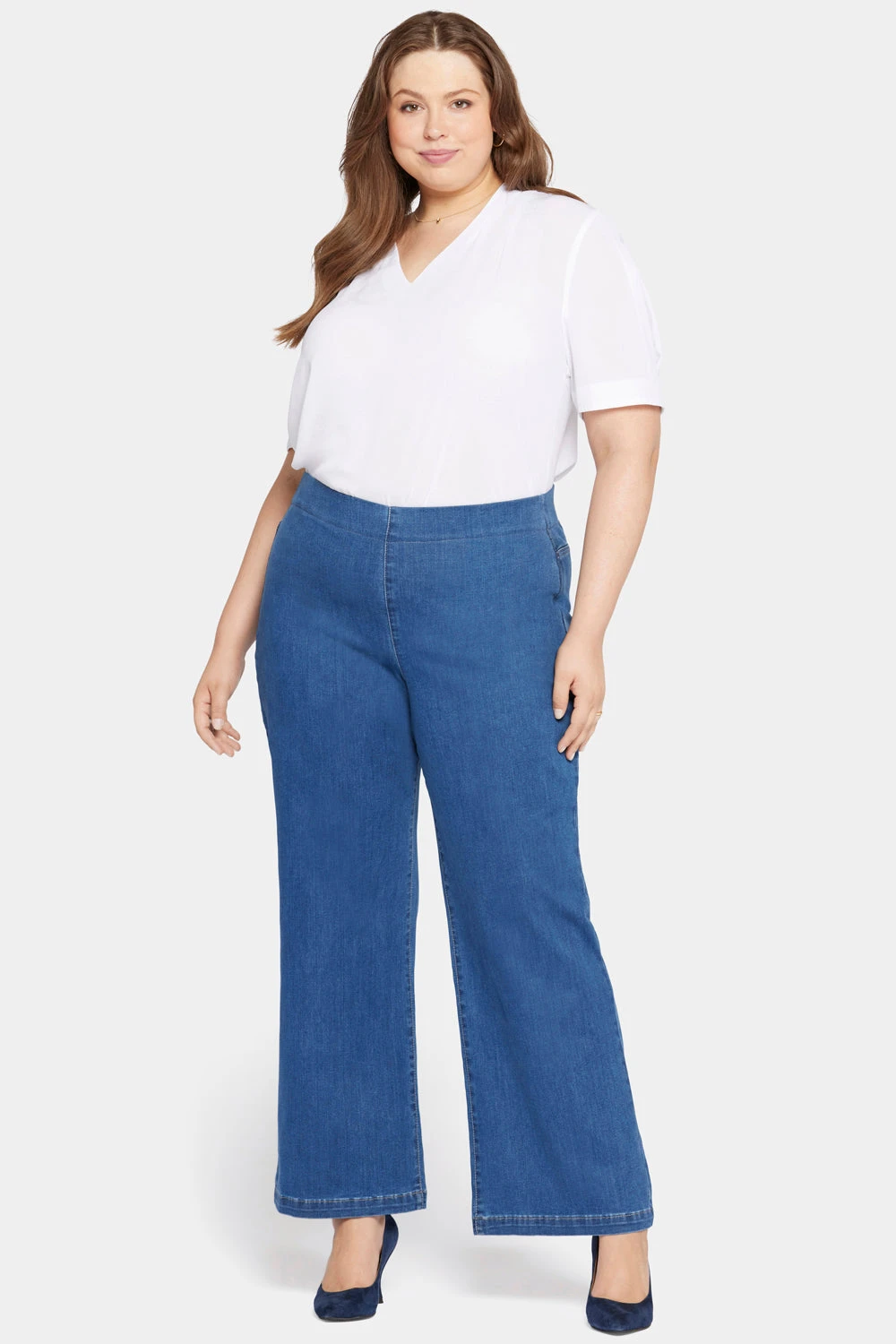 Pull-On Teresa Wide Leg Jeans In Plus Size - Waterfall 1 Pull-On Teresa Wide Leg Jeans In Plus Size - Waterfall
