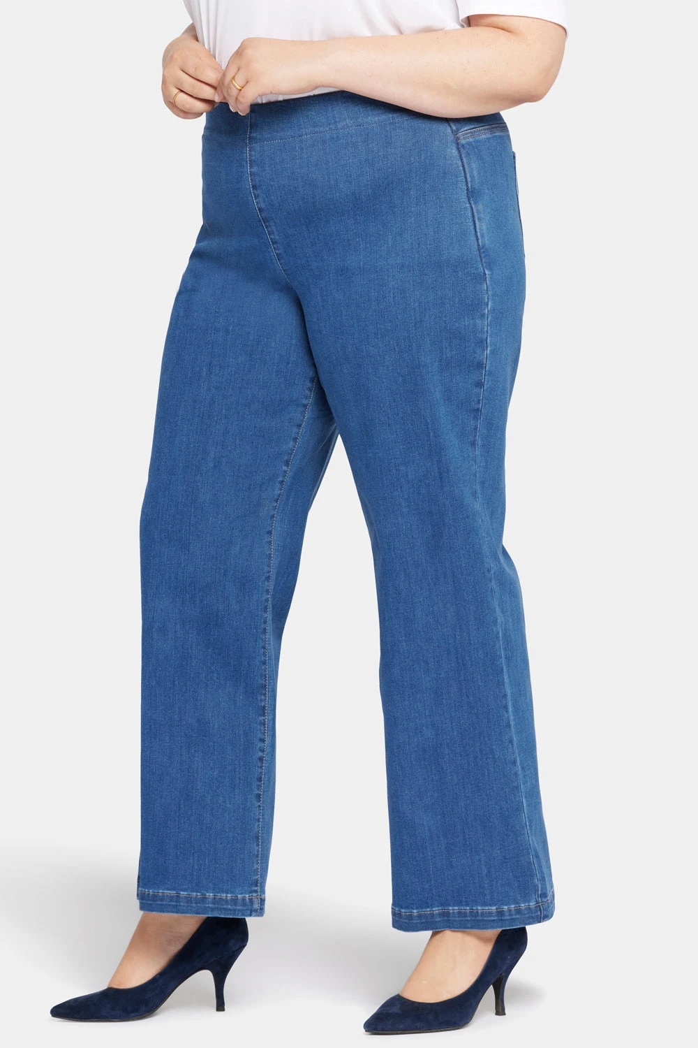 Pull-On Teresa Wide Leg Jeans In Plus Size - Waterfall 3 Pull-On Teresa Wide Leg Jeans In Plus Size - Waterfall - Image 3