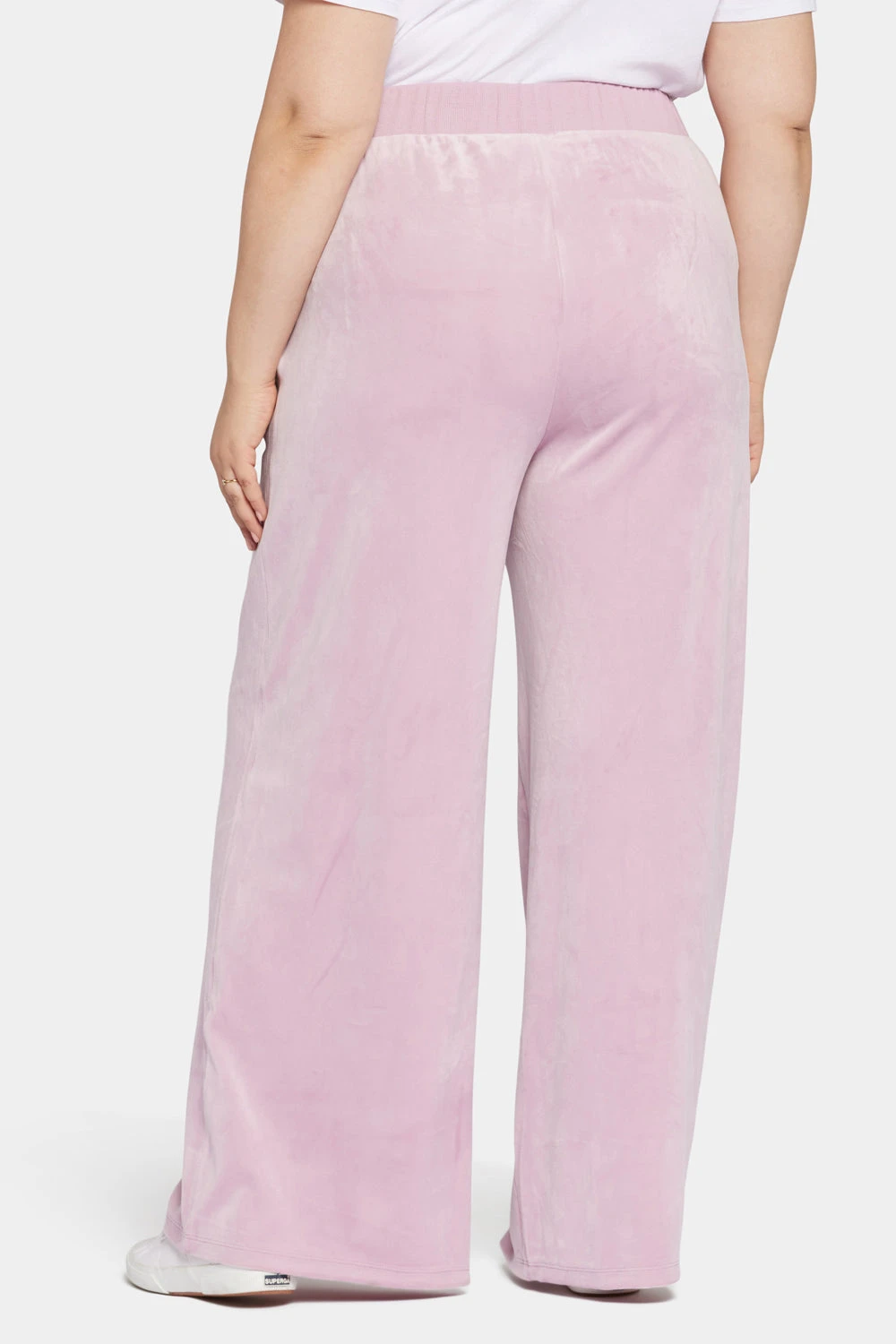 Velour Drawstring Wide Leg Pants In Plus Size - Dawn Pink 2 Velour Drawstring Wide Leg Pants In Plus Size - Dawn Pink - Image 2
