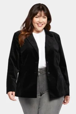 Classic Blazer Jacket In Plus Size - Black